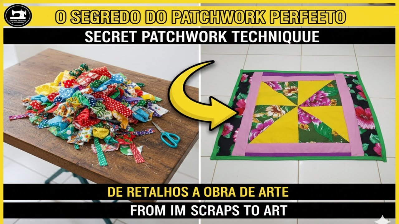 PATCHWORK para INICIANTES: Transformei RETALHOS em um TAPETE PATCHWORK FACÍL de FAZER