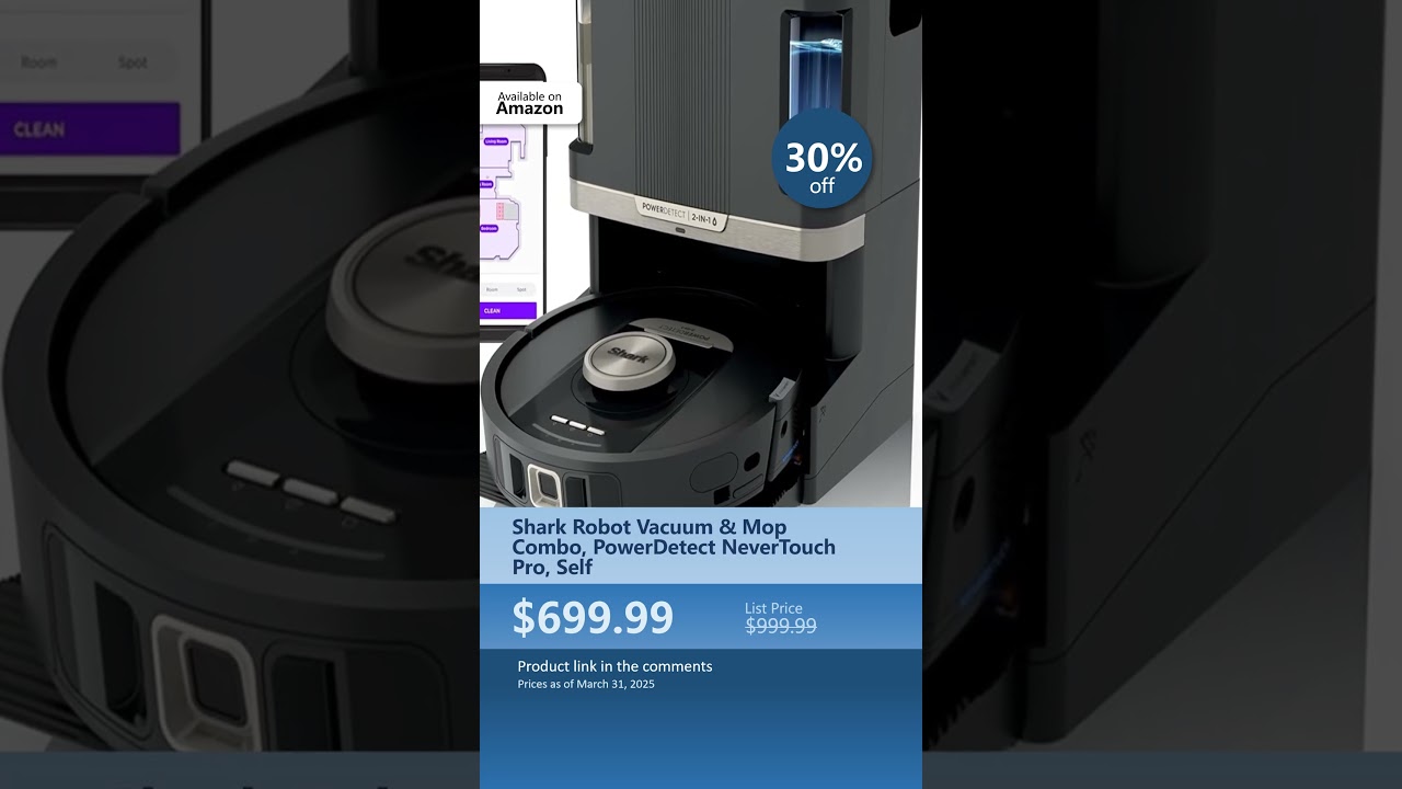 Shark Robot Vacuum & Mop Combo, PowerDetect NeverTouch Pro, Self