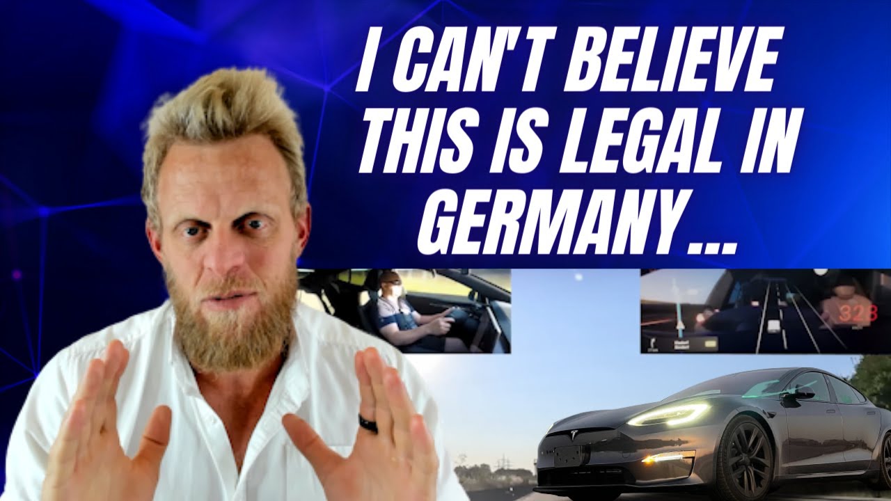 Mad guy in Tesla Plaid does 204 mph (328 kmh) on the autobahn in Mad guy in Tesla Plaid does 204 mph (328 kmh) on the autobahn in