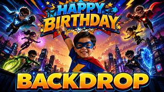 Superhero Birthday Background for TV | Epic Kids Party Photoshoot Backdrop | 4KUntitled design screenshot 3