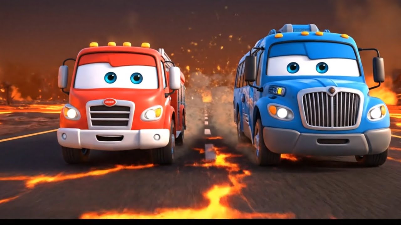 Пожарная машина Рекс и робот-автобус Макс 🚒🚌 | Ночное спасение в городе Вулкан | Приключение для ...