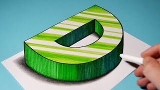 How to Draw 3D Letter D / Trick Art Video For Kids / Anamorphic Illusion