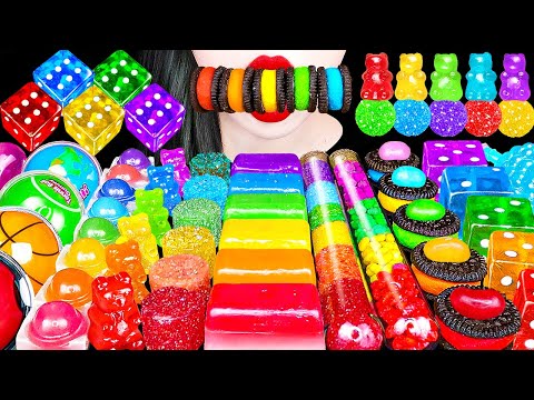 ASMR RAINBOW DESSERTS KOHAKUTO 무지개 디저트 *레인보우 오레오 무지개 건반 코하쿠토 컬러캔디 틱톡젤리 먹방 SNACK JELLY EATING MUKBANG
