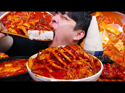 ASMR 통오징어 콩나물불고기 &amp;<strong>amp</strong>; 제주도흑돼지 김치찌개 &amp;<strong>amp</strong>; 비엔나 &amp;<strong>amp</strong>; 밥적당히 조금 먹방 MOUNTAIN <strong>RICE</strong> &amp;<strong>amp</strong>; KIMCHI STEW &amp;<strong>amp</strong>; SPICY