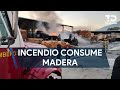 Incendio consume toneladas de madera en el Parque Industrial Escobedo