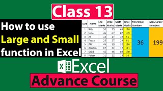 How to use Large and Small Functions in Excel in Urdu - Class No 13