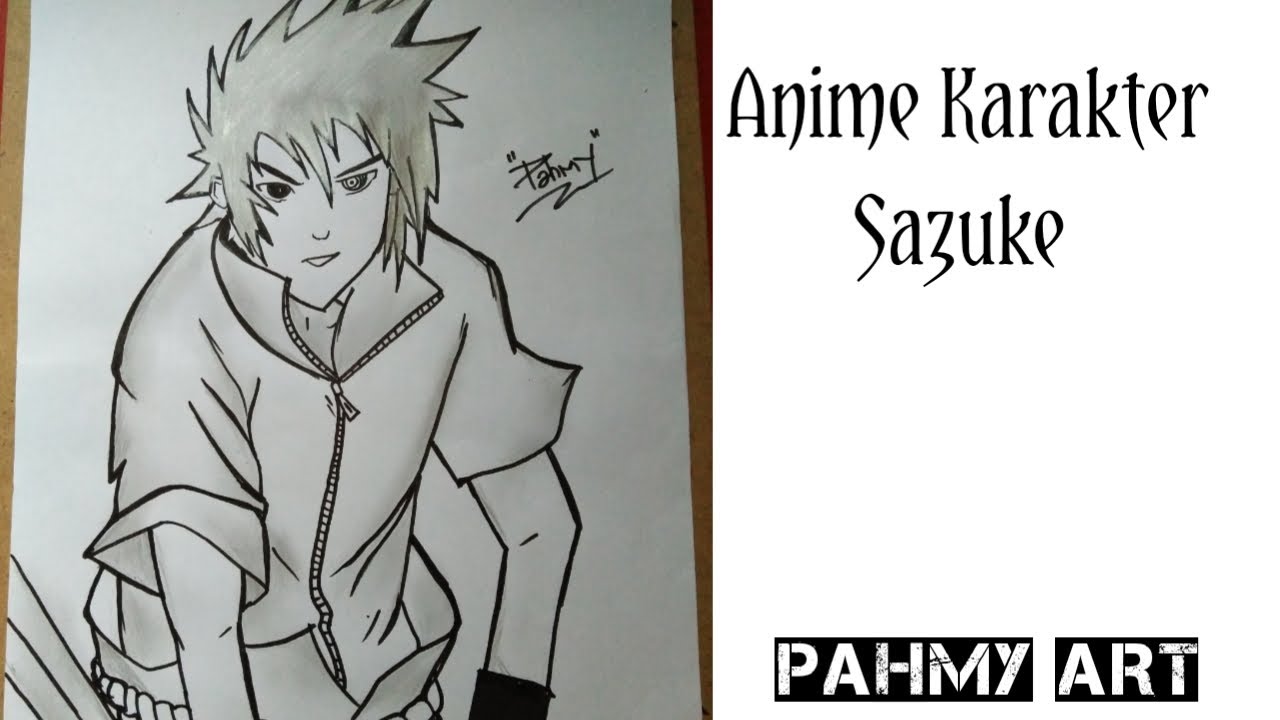 PAHMY Art tutorial cara gambar karakter Sasuke yg simpel 