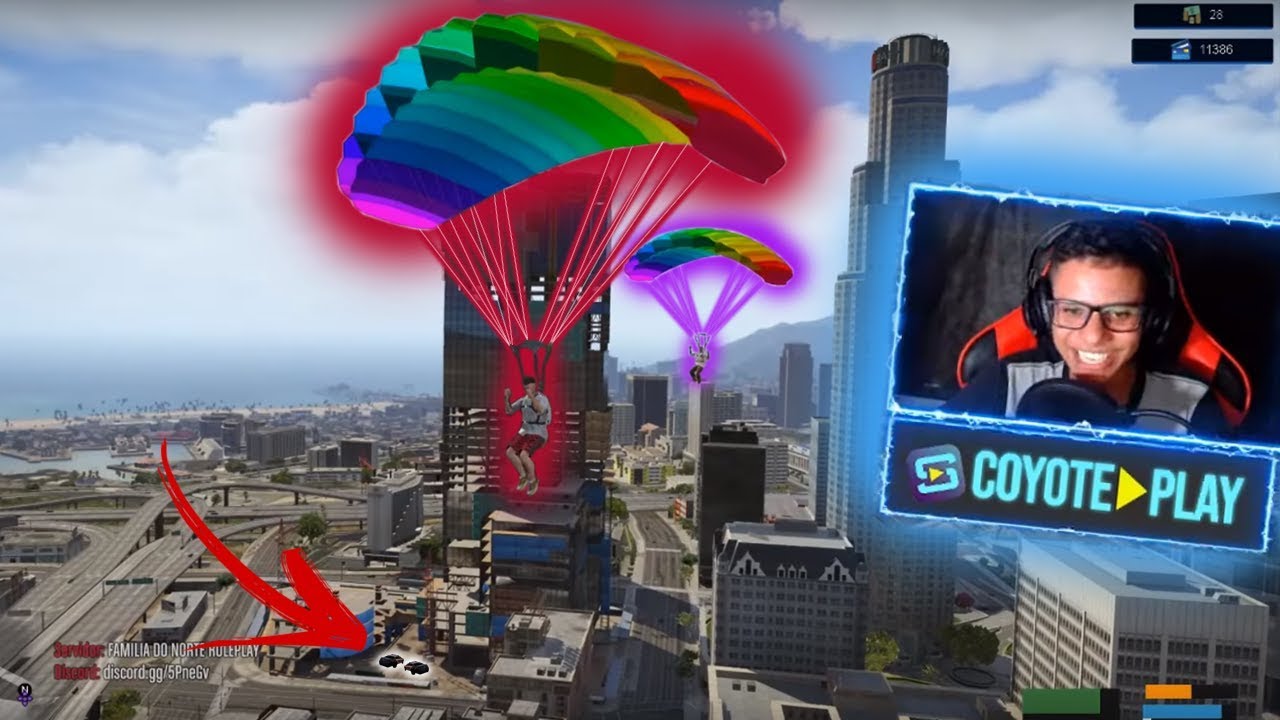 Fuga Épica Da Pm De Paraquedas - Gta V Roleplay