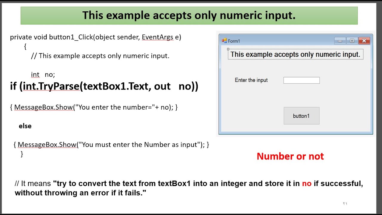 C# Input Validation | Check if Input is a Number Using int.TryParse ...