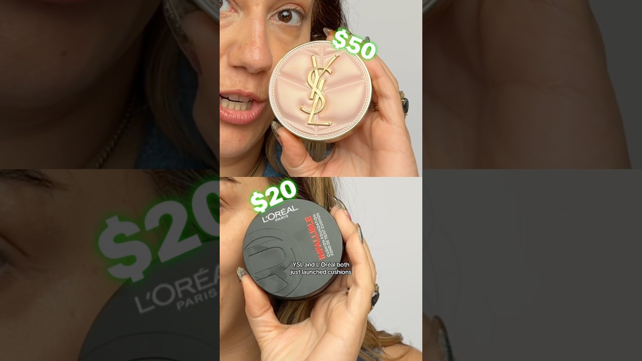 DRUGSTORE VS LUXURY MAKEUP: CUSHION FOUNDATION EDITION 😳 #makeup #yslbeauty #lorealcosmetics