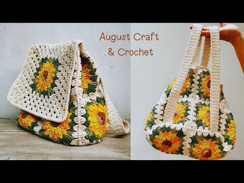 How To Make A Simple Crochet Sunflower Backpack Crochet Bag August Craft Crochet 