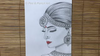 How to Draw an Indian Subcontinental Bride // Easy Pencil Sketch - Girl Drawing