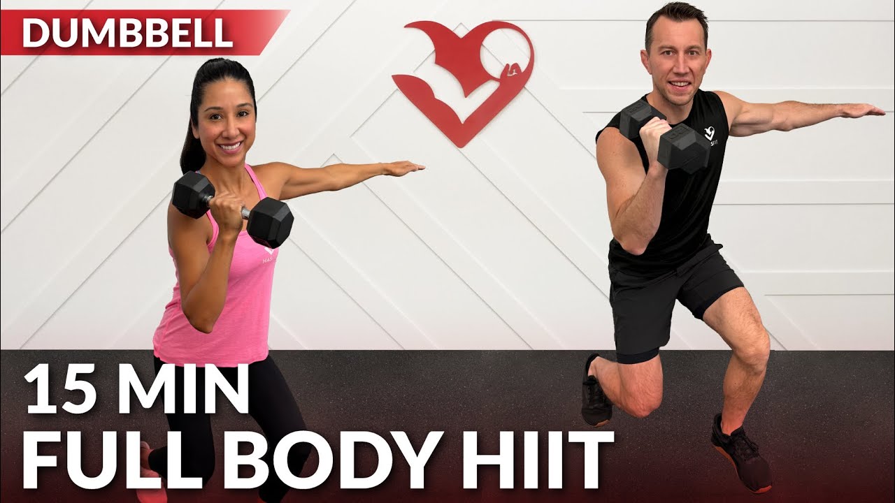 15 Min Full Body Dumbbell HIIT Workout at Home with Weights No Jumping ...