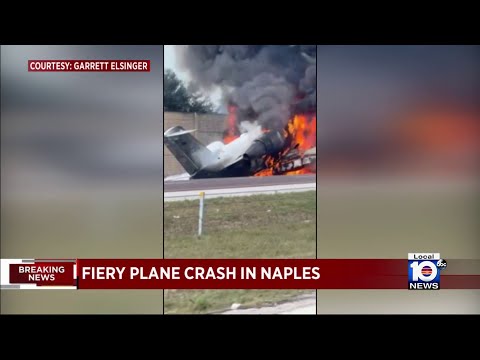 Plane crashes, bursts into flames on I-75 in Collier County