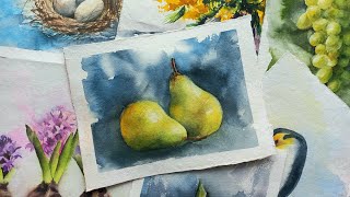 видео: Бесплатный мастер-класс по акварельной живлписи: груши. Watercolor painting tutorial for beginners. картинка: Бесплатный мастер-класс по акварельной живлписи: груши. Watercolor painting tutorial for beginners.
