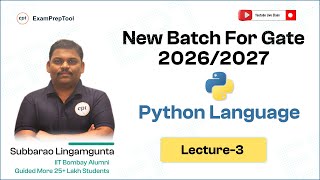 NEW BATCH | GATE DA - 2026 /2027 | LECTURE-3 | PYTHON PROGRAMING