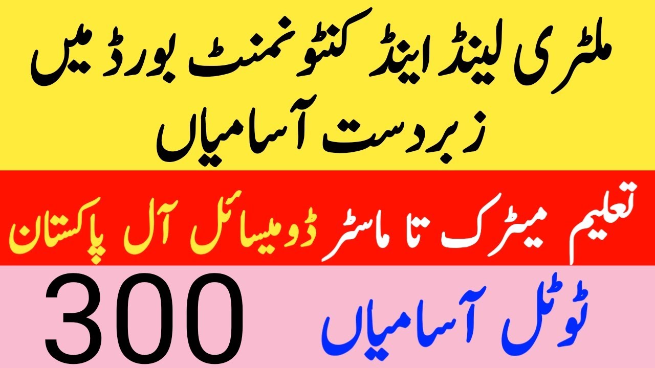 Military Land Cantonment Board Jobs||Ministry Of Defence Jobs||Engineers|Computer|BA|BBA