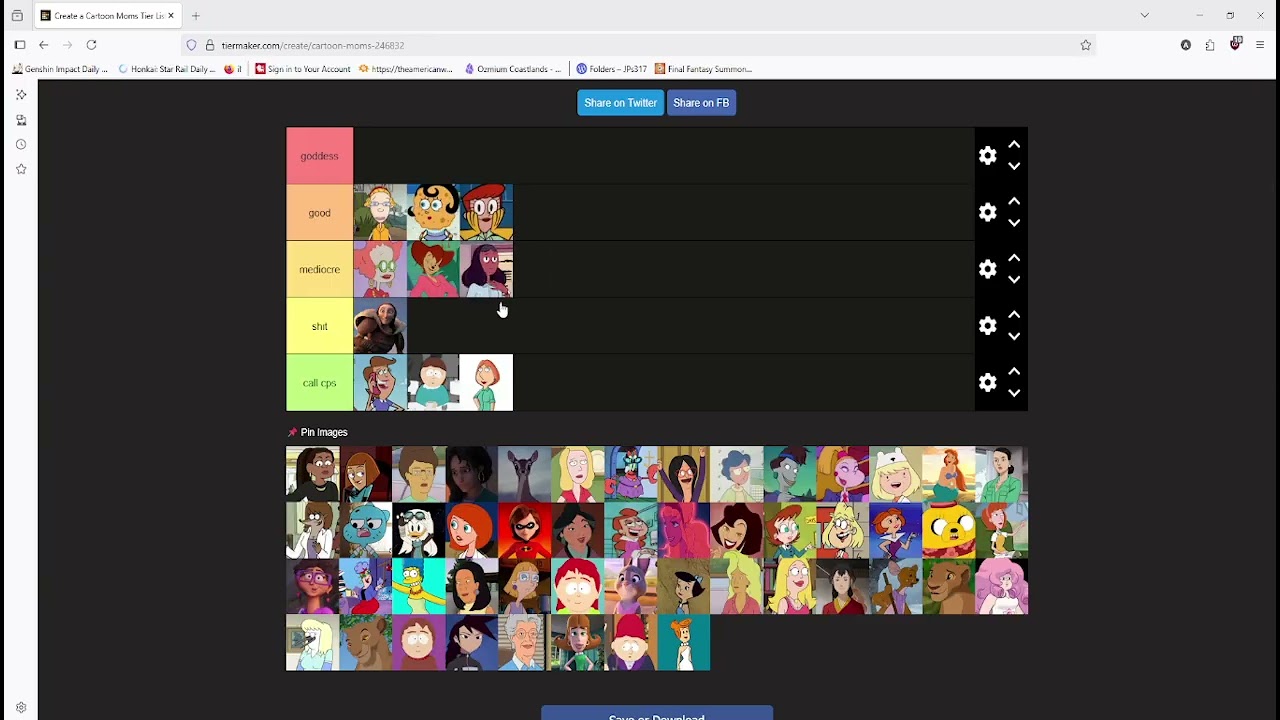 Factutainment Tier List: cartoon moms