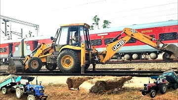 Jcb 3dx Backhoe Loader Machine Working Railway Station Remove Unwanted Material and Train Video