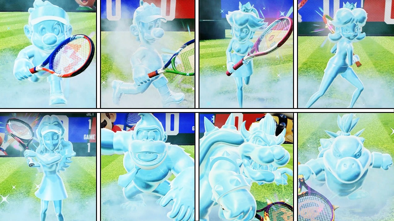 Mario Tennis Fever - All Characters Getting Frozen