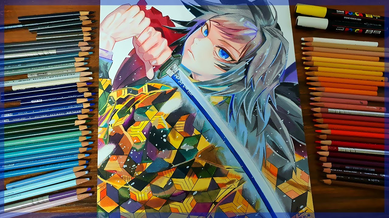 Drawing - 귀멸의 칼날 토미오카 기유 그리기