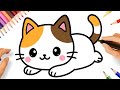 HOW TO DRAW A CUTE KAWAII CAT EASY ????????