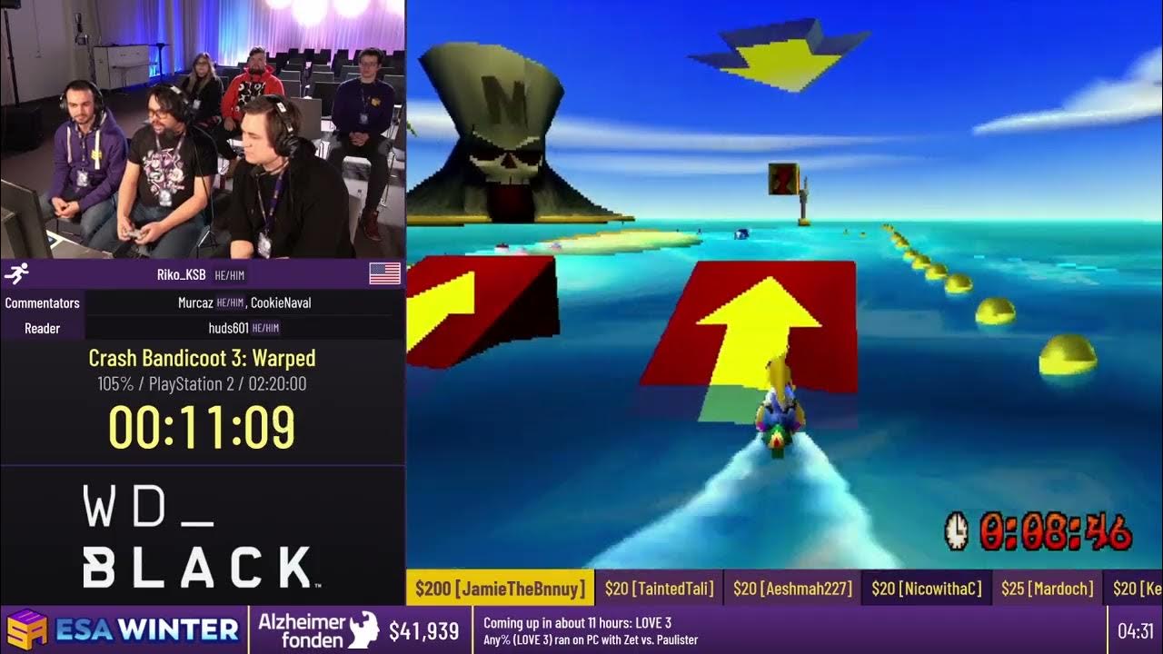 Crash Bandicoot 3 Warped 105 Speedrun by Riko_KSB at ESA Winter 2023
