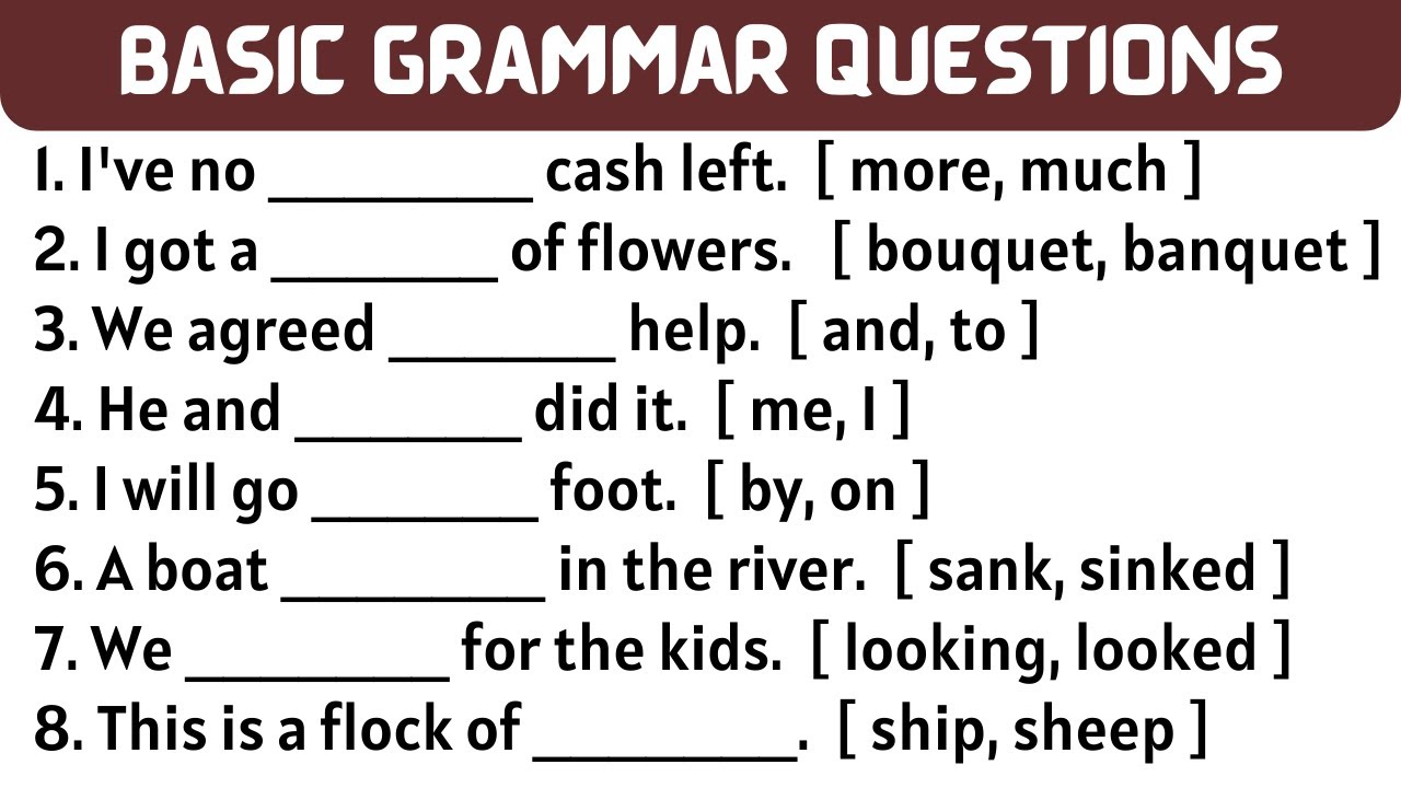Basic English Grammar Questions #4