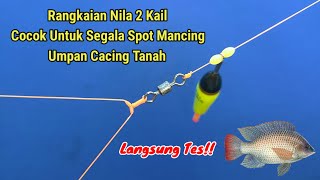 Cara Membuat Rangkaian Pancing Nila 2 Kail Umpan Cacing