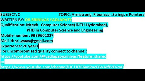 C: Armstrong, Fibonacci, Strings n Pointers