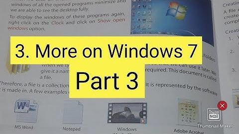 Computer || 3. More on windows 7 || Part - 3