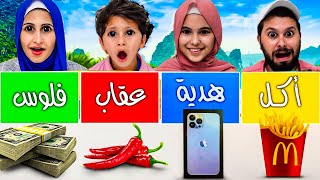 تحدي الحظ || اكل || عقاب || فلوووس || هدية