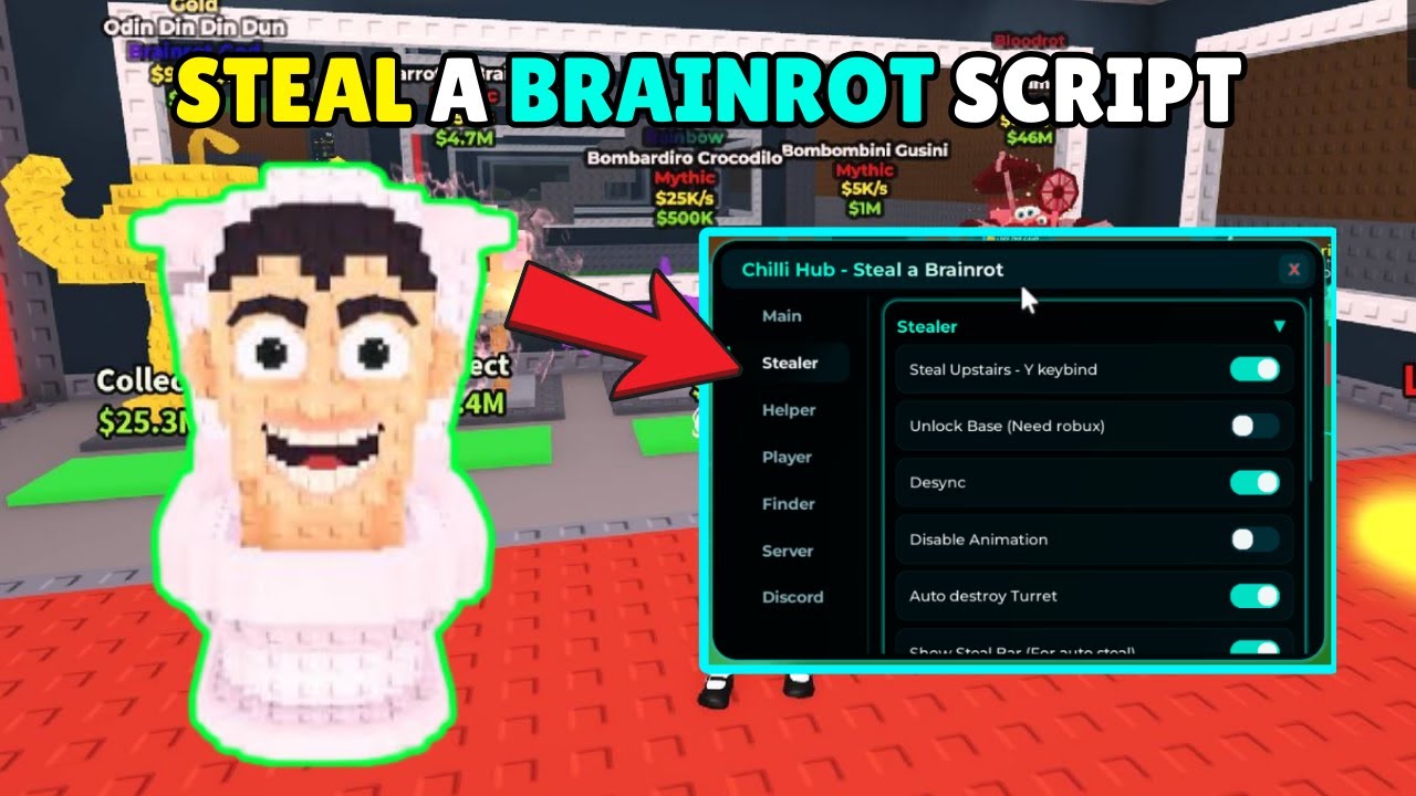 [🔥CHILLI HUB] Steal a Brainrot SCRIPT *NO KEY* (ROBLOX) ANTI HIT, Fast ...