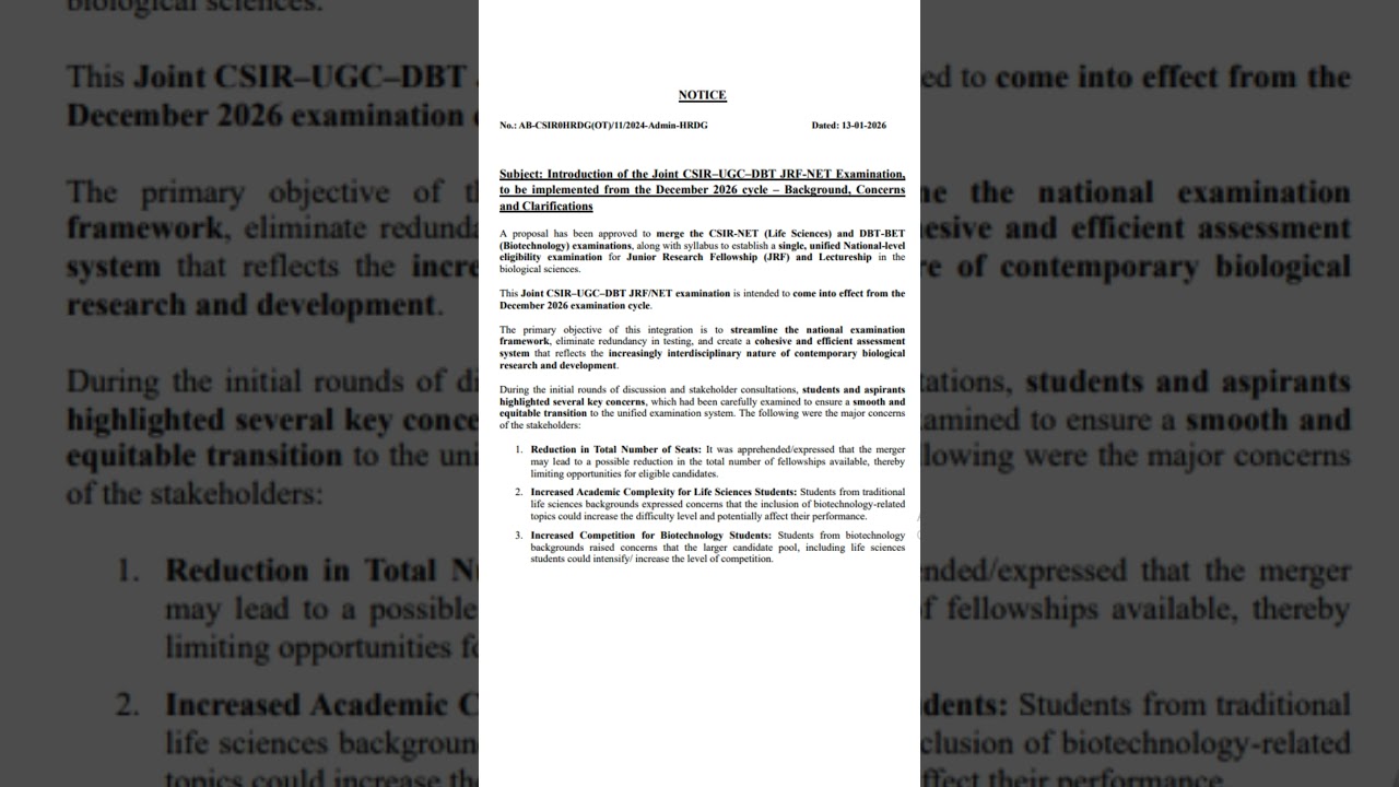 Important Notice #csir_hrdg #csirnet and #dbtjrf is emerging