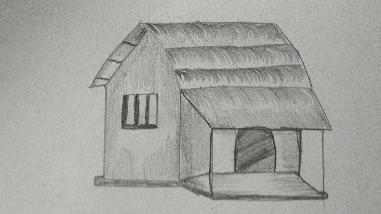 House Drawing 🏠 How to Draw a Village Hut || Easy House Sketch. - YouTube