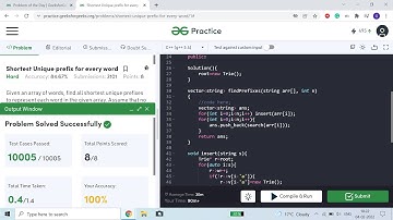 Shortest Unique prefix for every word  | Using Trie |GFG Problem of the Day 04-02-2022