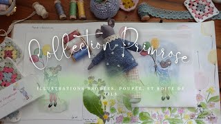 Collection Primrose illustrations brodées, poupée et boite de fils #broderietraditionelle #aurifil