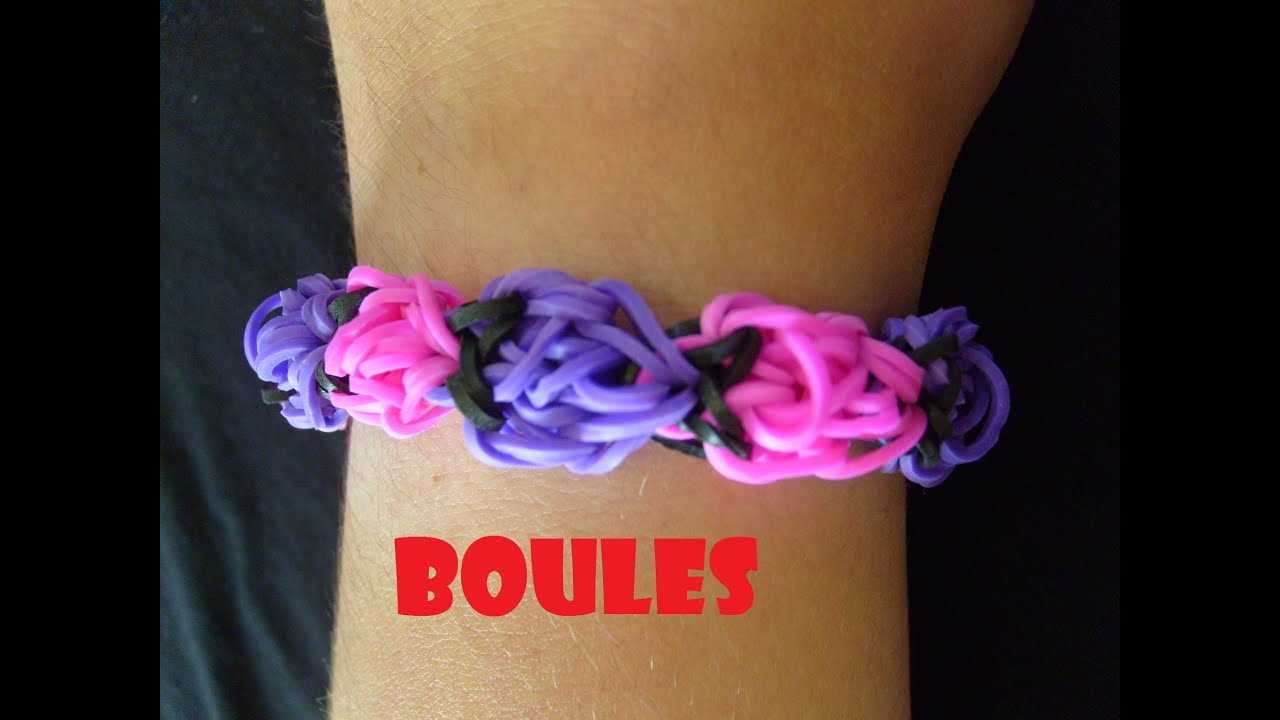 Rainbow loom bands Bracelet Boules en bracelet elastique (tuto francais)