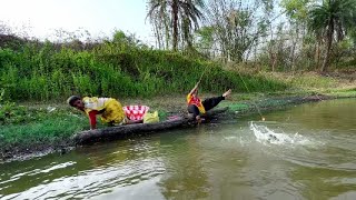 Fishing Video 🎣🎣 | Two Village Lady Hook Fishing in Village Pond in beautiful nature #fishing_video