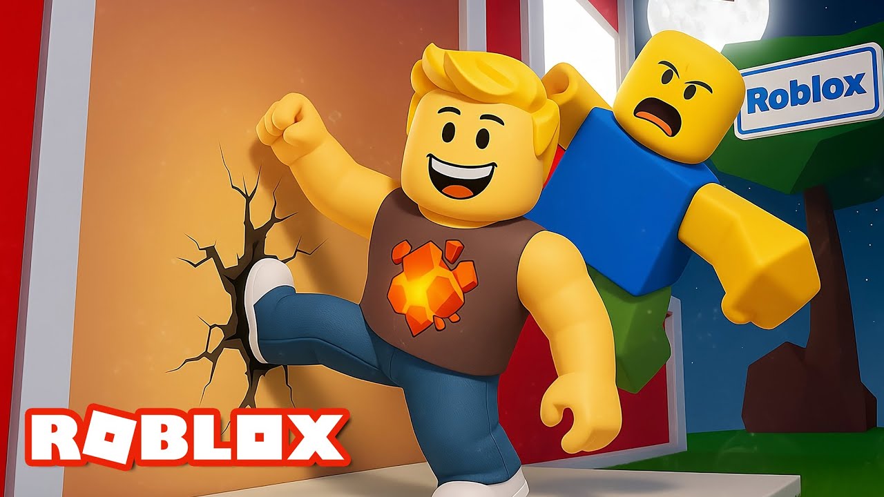 CHUTEI A PORTA DO VIZINHO NOOB GIGANTE NO ROBLOX - Roblox Kick the Door