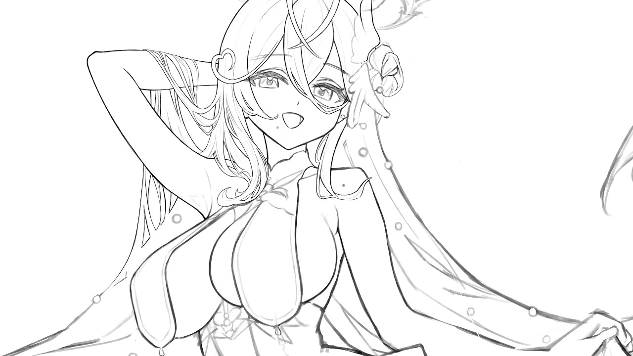 お仕事絵を描く HaewonTheHeartstring（Vtuberさん）Client work live drawing（Vtuber）