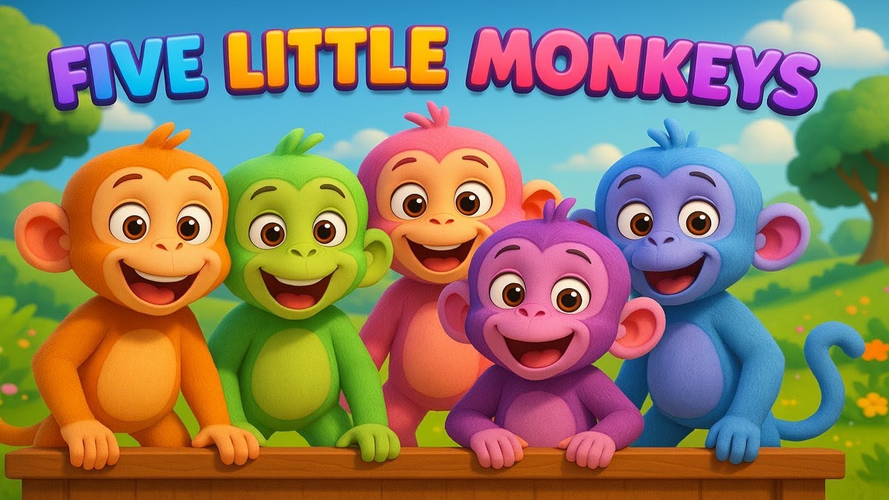 Five Little Monkeys | Preschool Counting Song & Nursery Rhyme for Kids ...