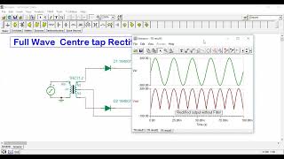 Full wave Centre tap rectifier simulation in Tina