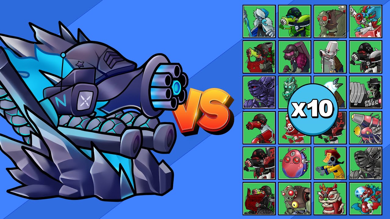 MEGAGUISANTRALLADORA DEFINITIVA vs TODOS LOS ZOMBIS X10 | PvZ Fusion DLC