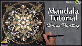 How To Paint A Mandala On A Canvas | Gold, Green, And Neutral Colors