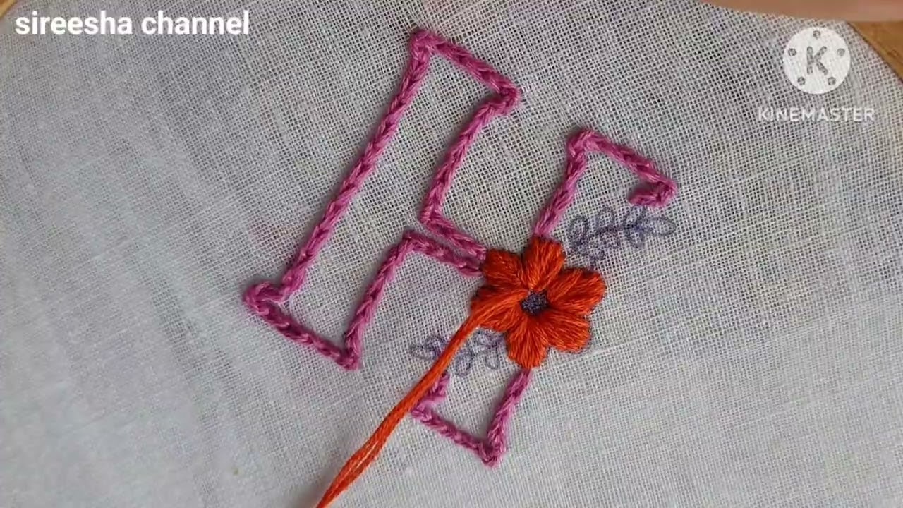 Letter H monogram embroidery design  // hand embroidery
