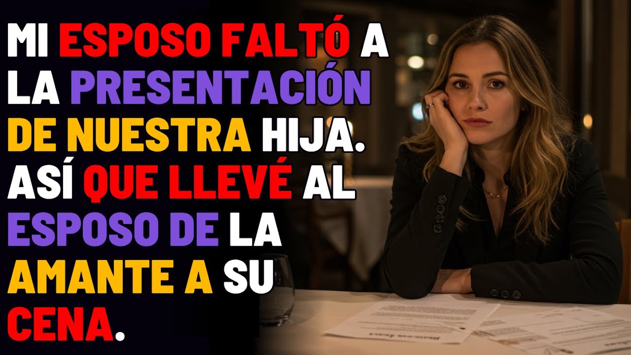 Mi esposo faltó a la presentación de nuestra hija. Así que llevé al esposo de la amante a su cena.