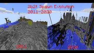 2b2t Spawn Evolution (2011-2020)