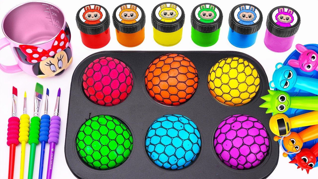 Oddly Satisfying Video 🌈 How To Make 6 Giant Fruit From Mixing Rainbow Glitter Labubu SLIME ASMR