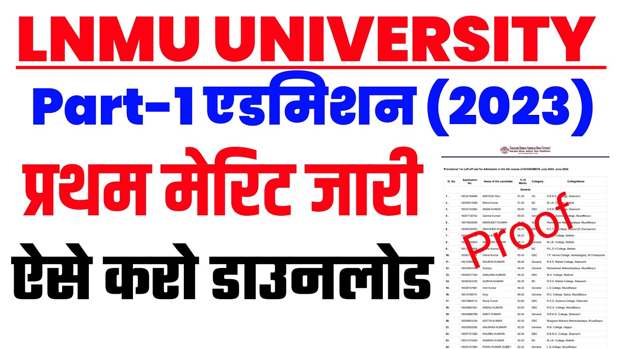 Lnmu Ug 1st Merit List 2023 | Lnmu ba 1st merit list 2023 | LNMU UG Merit List 2023 download